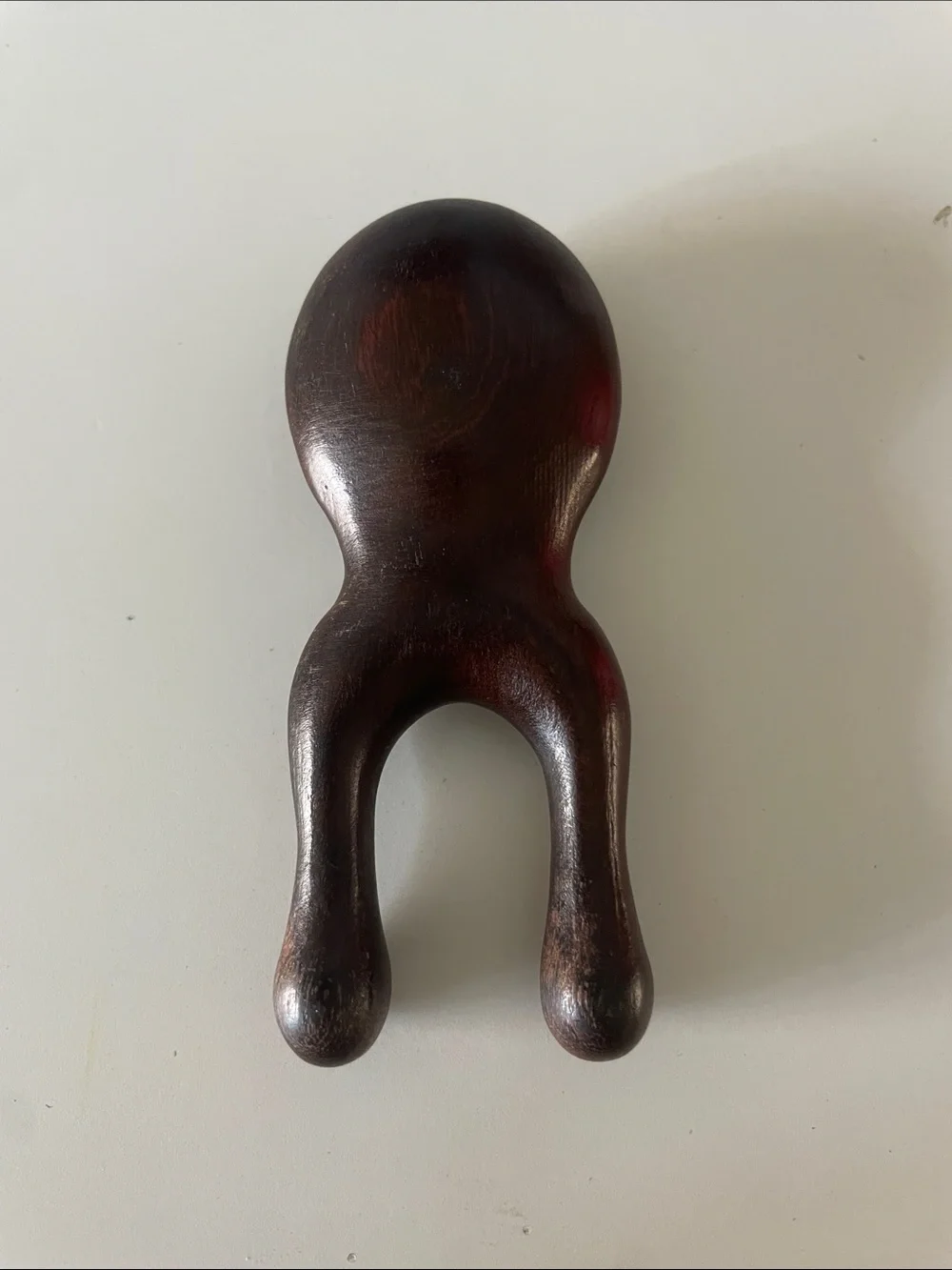 Hand-Carved Dark Brown Wooden Massage Tool